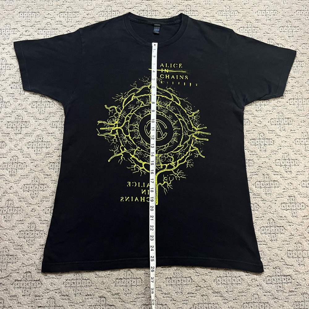 🎸 '14 Alice In Chains Band Green Tree Root Veinage Neon Logo 2 Side Tour T Shirt - Picture 3 of 16